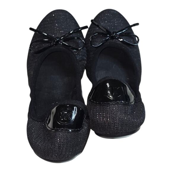 MICHAEL KORS City Denim Ballet Flat Black Slip On Glitter Chain Mesh Size 7 New - Picture 4 of 7